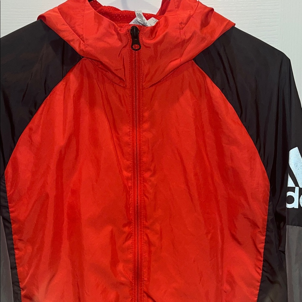 Adidas Red and Black Hooded Jacket